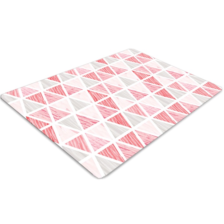 Covor PVC, Tulup, Vinil, Dreptunghi, Triunghiuri roz, Roz, 100 cm x 70 cm, 010250310010100030618