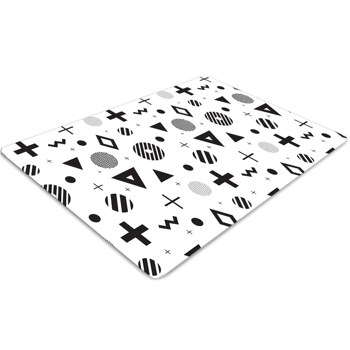 Covor pentru scaun de birou, PVC, model geometric, Gri, 140 cm x 100 cm, 010250310030100030767