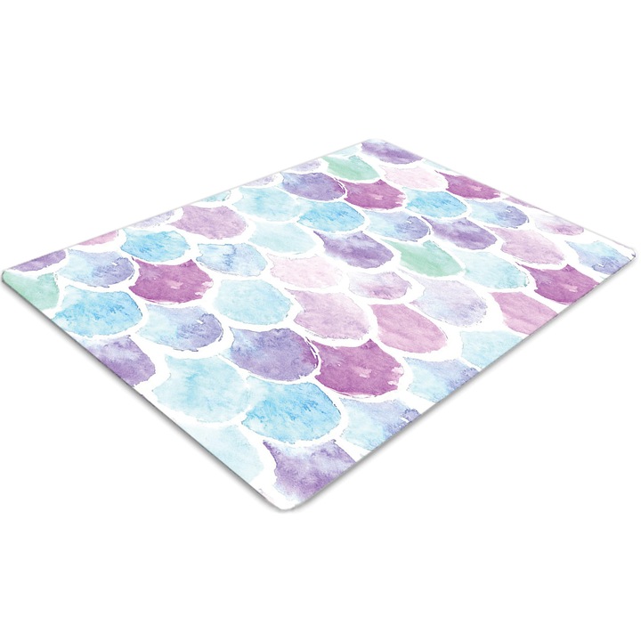 Covor pentru scaun de birou, PVC, picaturi colorate, Albastru, 140 cm x 100 cm, 010250310030100030748