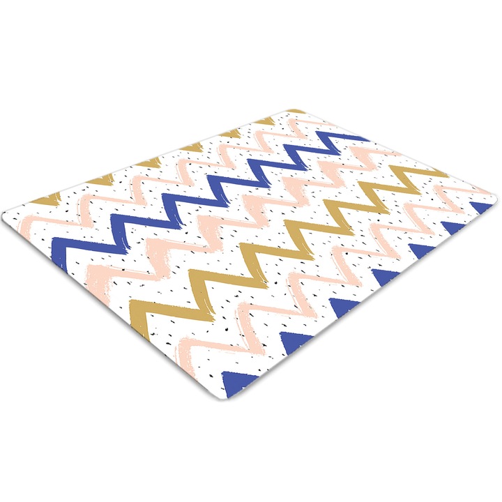 Covor pentru scaun de birou, PVC, zigzaguri lacuite, Maro, 140 cm x 100 cm, 010250310030100030801