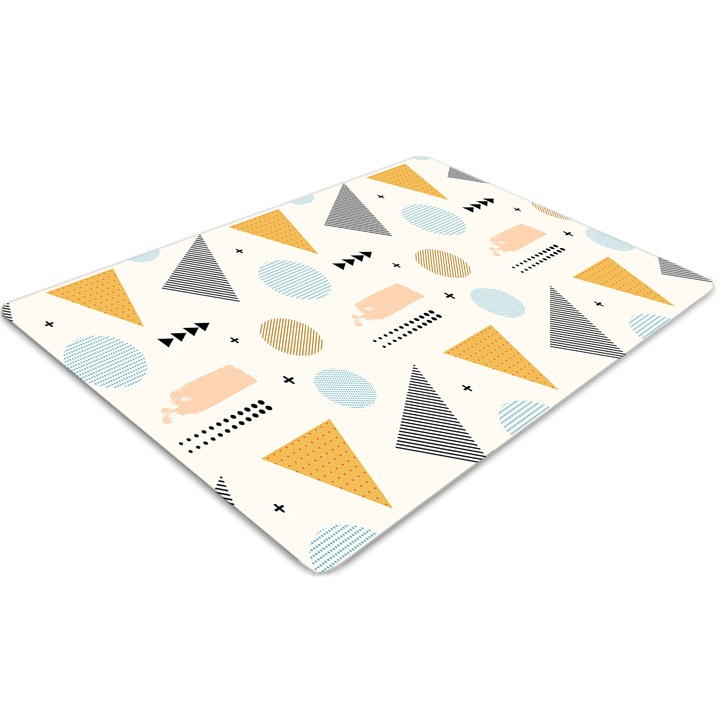 Covor pentru scaun de birou, PVC, forme colorate, Galben, 140 cm x 100 cm, 010250310030100031328