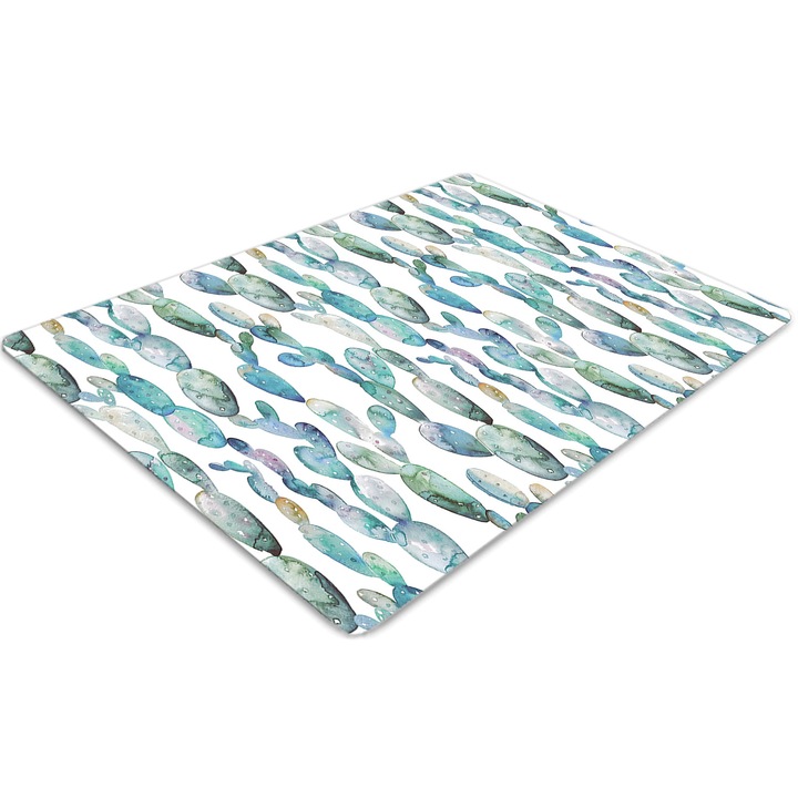 Covor PVC. Tulup. Vinil. Dreptunghi. Cactusi acuarela. Albastru. 120 cm x 90 cm. 010250310020100029903