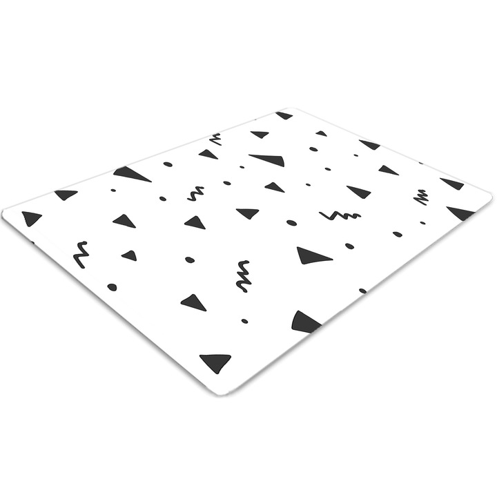 Covor pentru scaun de birou, PVC, forme geometrice, Gri, 140 cm x 100 cm, 010250310030100012279