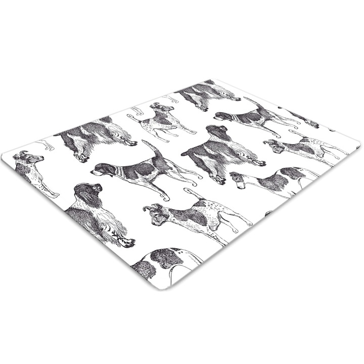 Covor pentru scaun de birou, PVC, model de caine, Gri, 140 cm x 100 cm, 010250310030100012270