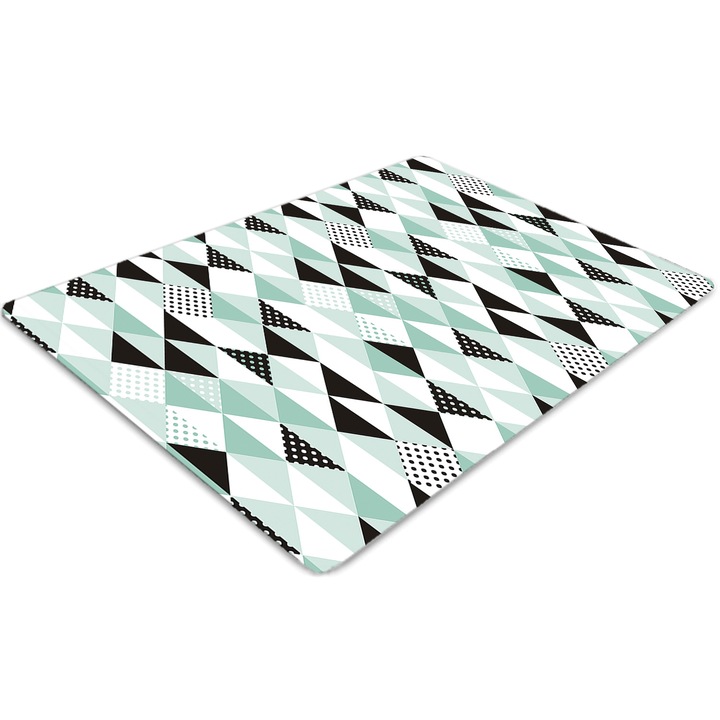 Covor pentru scaun de birou, PVC, model geometric, Verde, 140 cm x 100 cm, 010250310030100030047