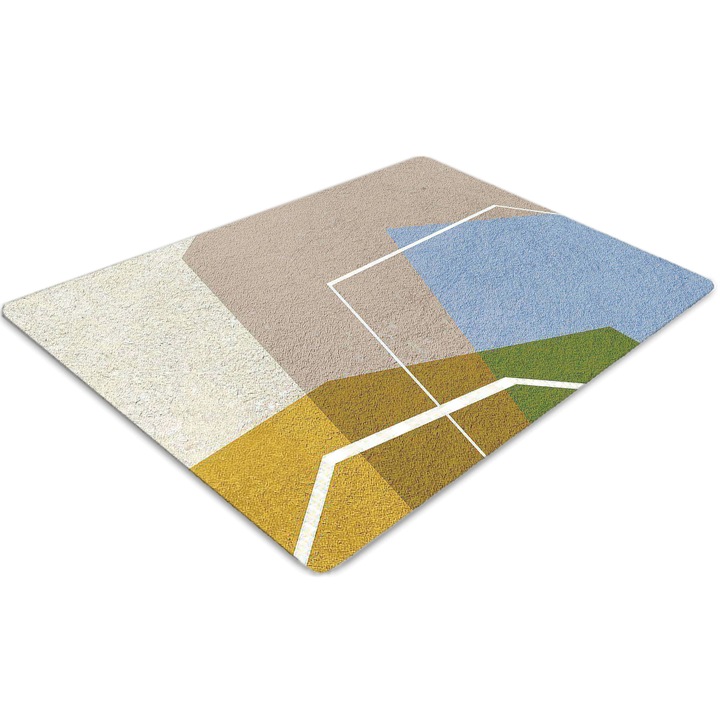 Covor pentru scaun de birou, PVC, figuri geometrice, Albastru, 140 cm x 100 cm, 010250310030100012311