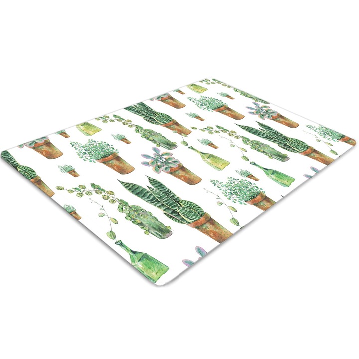 Covor PVC. Tulup. Vinil. Dreptunghi. Cactus pictat. Verde. 100 cm x 70 cm. 010250310010100030102