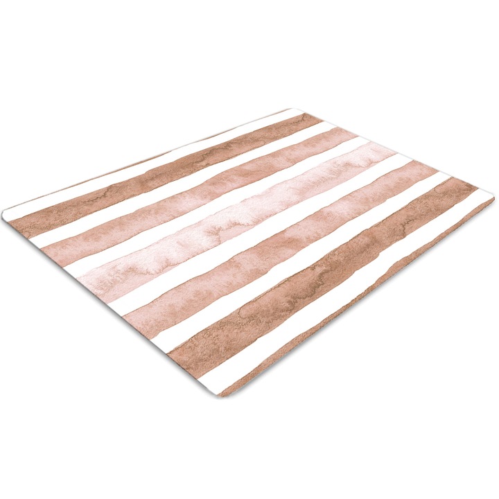 Covor pentru scaun de birou, PVC, dungi maro, Roz, 140 cm x 100 cm, 010250310030100030124