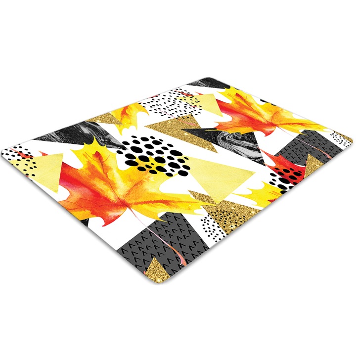 Covor pentru scaun de birou, PVC, triunghiuri geometrice, Alb, 140 cm x 100 cm, 010250310030100030164