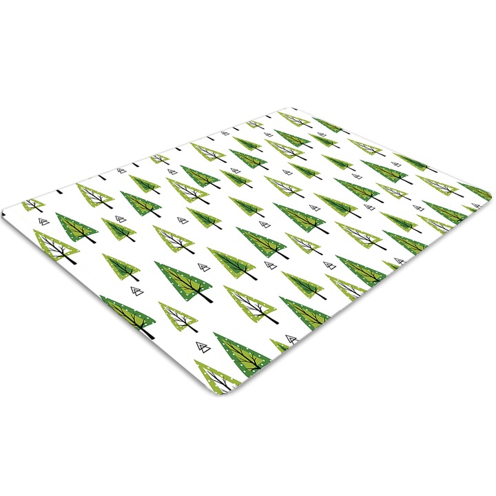 Covor pentru scaun de birou, PVC, copaci triunghiulari, Verde, 140 cm x 100 cm, 010250310030100030172