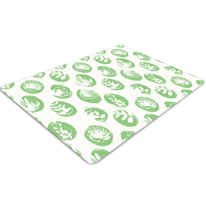 Covor pentru scaun de birou, PVC, plante in puncte, Verde, 140 cm x 100 cm, 010250310030100030157