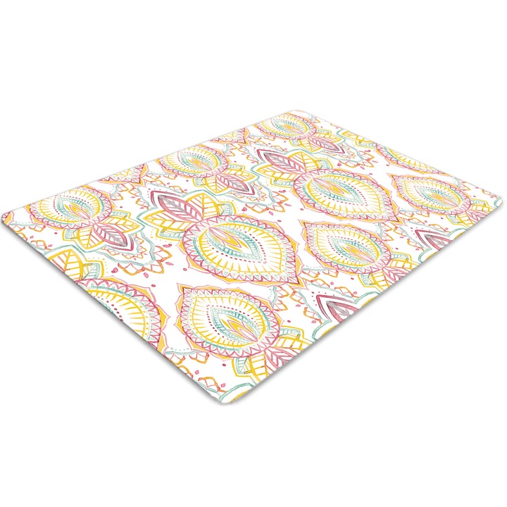 Covor pentru scaun de birou, PVC, model indian, Roz, 140 cm x 100 cm, 010250310030100030143