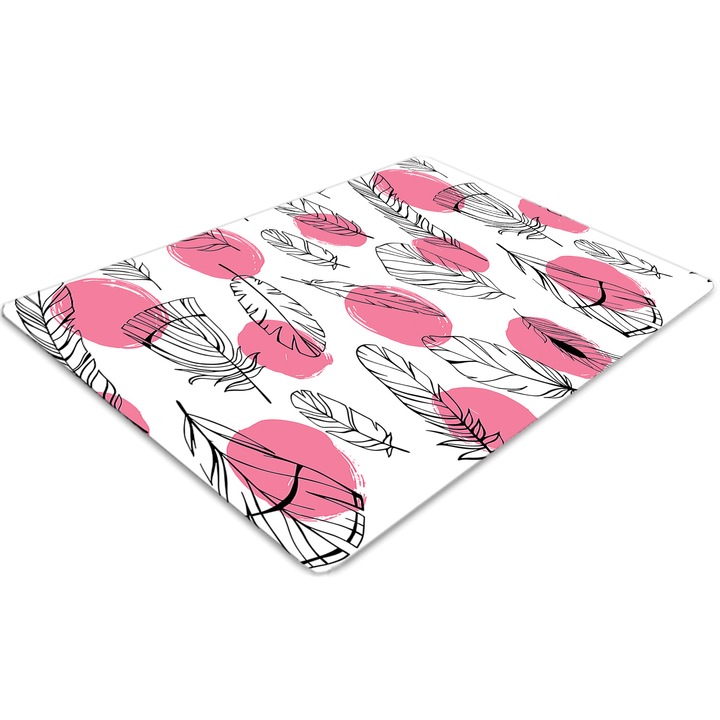 Covor pentru scaun de birou, PVC, stilou si puncte, Roz, 140 cm x 100 cm, 010250310030100030081