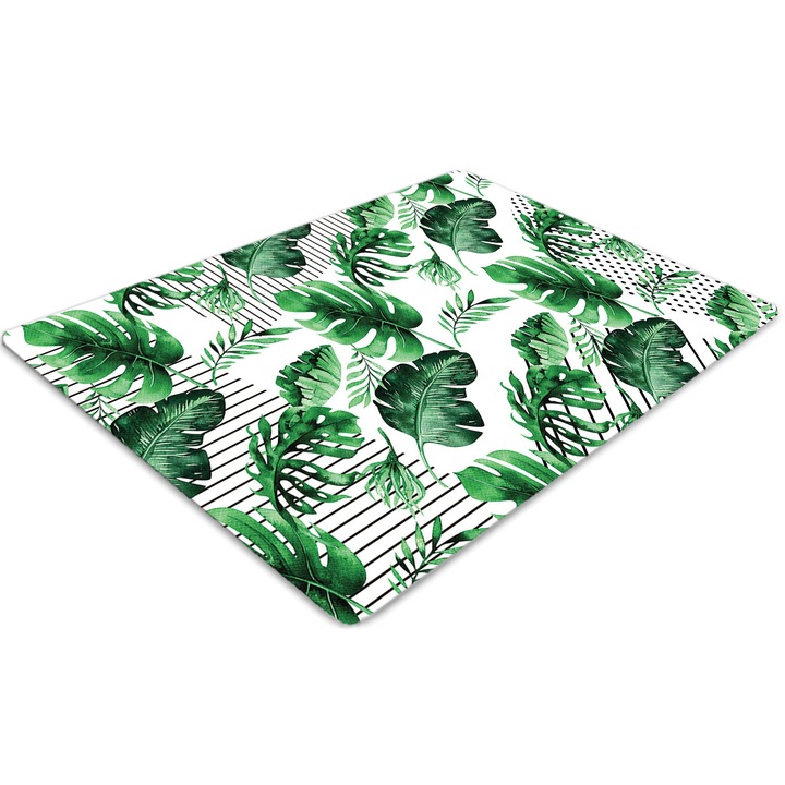 Covor PVC. Tulup. Vinil. Dreptunghi. Puncte si frunze. Verde. 140 cm x 100 cm. 010250310030100012310