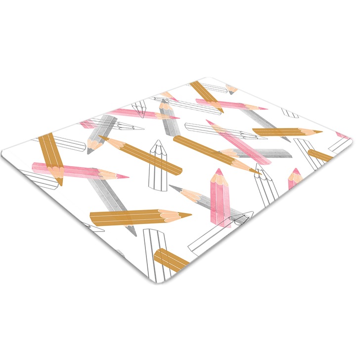 Covor pentru scaun de birou, PVC, model de creion, Gri, 140 cm x 100 cm, 010250310030100030210