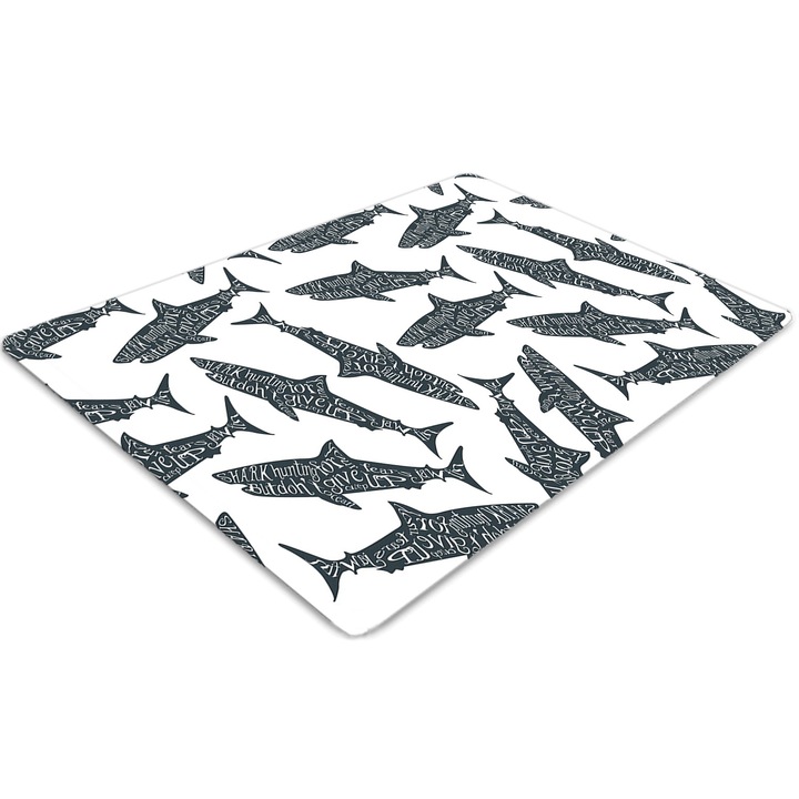 Covor pentru scaun de birou, PVC, tipografia rechinului, Gri, 140 cm x 100 cm, 010250310030100030238