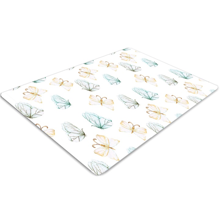 Covor pentru scaun de birou, PVC, fluturi, Albastru, 140 cm x 100 cm, 010250310030100030224