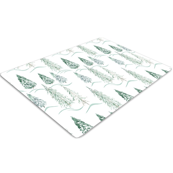 Covor pentru scaun de birou, PVC, brad de craciun de iarna, Verde, 140 cm x 100 cm, 010250310030100030255