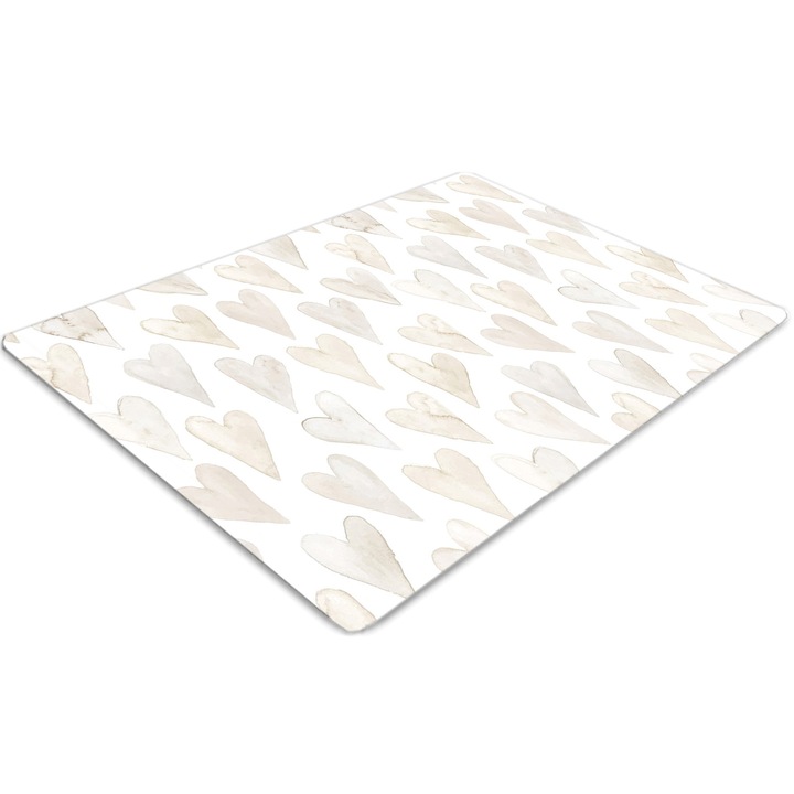 Covor pentru scaun de birou, PVC, inimile subtile, Alb, 140 cm x 100 cm, 010250310030100030222