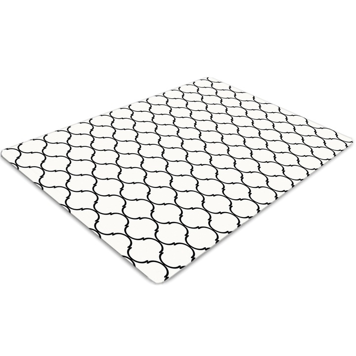 Covor pentru scaun de birou, PVC, model marocan, Gri, 140 cm x 100 cm, 010250310030100030466