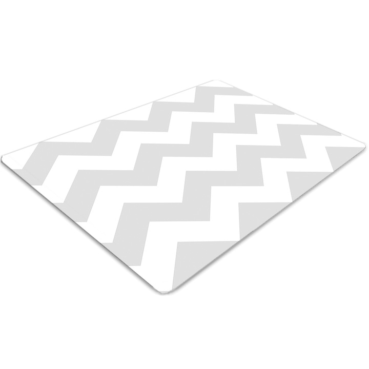 Covor pentru scaun de birou, PVC, zyg zak gri, Alb, 140 cm x 100 cm, 010250310030100030535