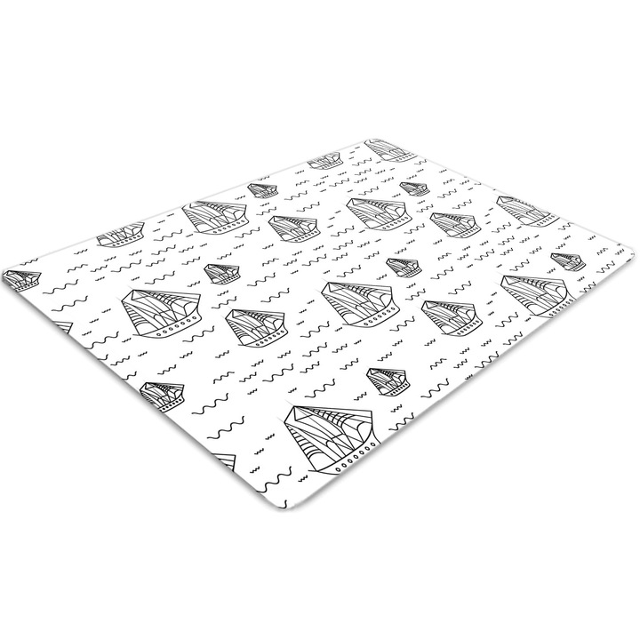 Covor pentru scaun de birou, PVC, barci de navigat, Gri, 140 cm x 100 cm, 010250310030100030806