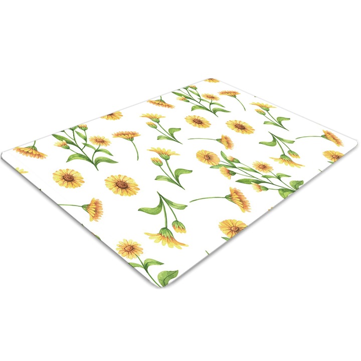 Covor PVC. Tulup. Vinil. Dreptunghi. Floarea soarelui. Verde. 120 cm x 90 cm. 010250310020100030743