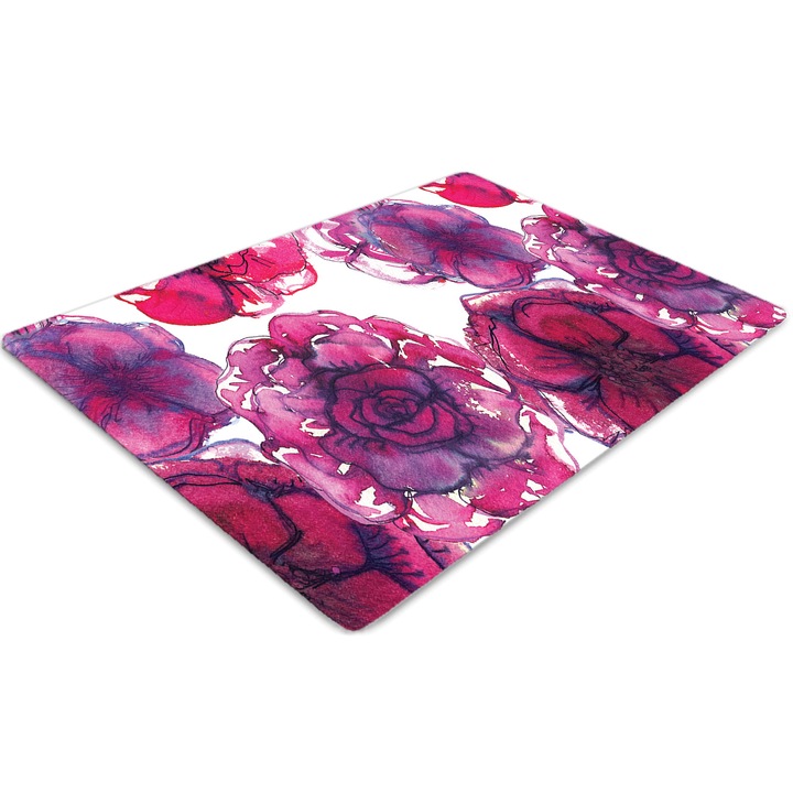 Covor pentru scaun de birou, PVC, trandafiri rosii, Roz, 140 cm x 100 cm, 010250310030100054857