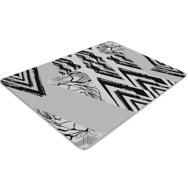 Covor pentru scaun de birou, PVC, triunghiuri, Gri, 140 cm x 100 cm, 010250310030100031330