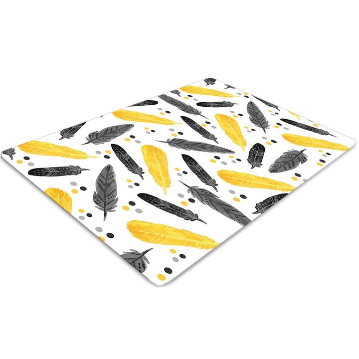 Covor pentru scaun de birou, PVC, pene de aur negru, Gri, 140 cm x 100 cm, 010250310030100012404