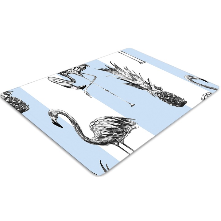 Covor pentru scaun de birou, PVC, in flacari si ananas, Albastru, 140 cm x 100 cm, 010250310030100030400