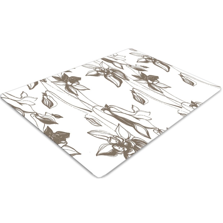 Covor pentru scaun de birou, PVC, desen de flori, Maro, 140 cm x 100 cm, 010250310030100012522