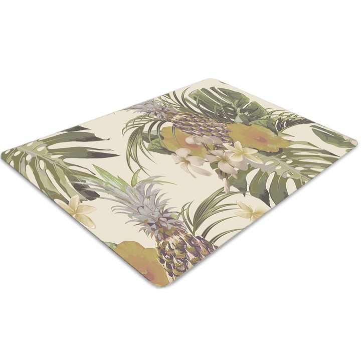 Covor pentru scaun de birou, PVC, ananas, Verde, 140 cm x 100 cm, 010250310030100030783