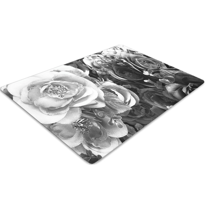 Covor pentru scaun de birou, PVC, trandafiri de epoca, Alb, 140 cm x 100 cm, 010250310030100051115