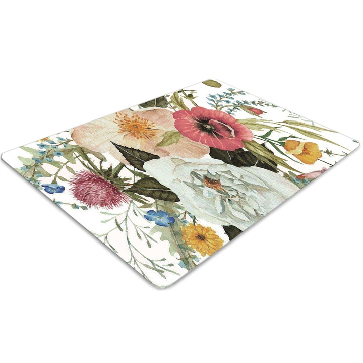 Covor pentru scaun de birou, PVC, un buchet de camp, Verde, 140 cm x 100 cm, 010250310030100012584