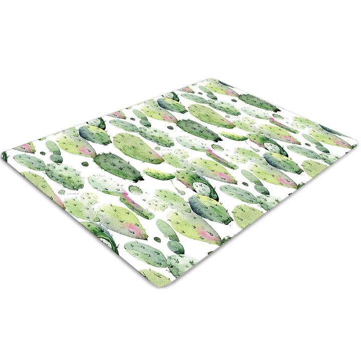 Covor PVC. Tulup. Vinil. Dreptunghi. Cactusi tropicali. Verde. 140 cm x 100 cm. 010250310030100030333