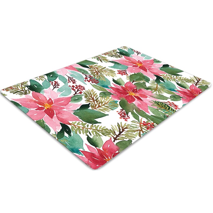 Covor pentru scaun de birou, PVC, stele rosii, Roz, 140 cm x 100 cm, 010250310030100029866