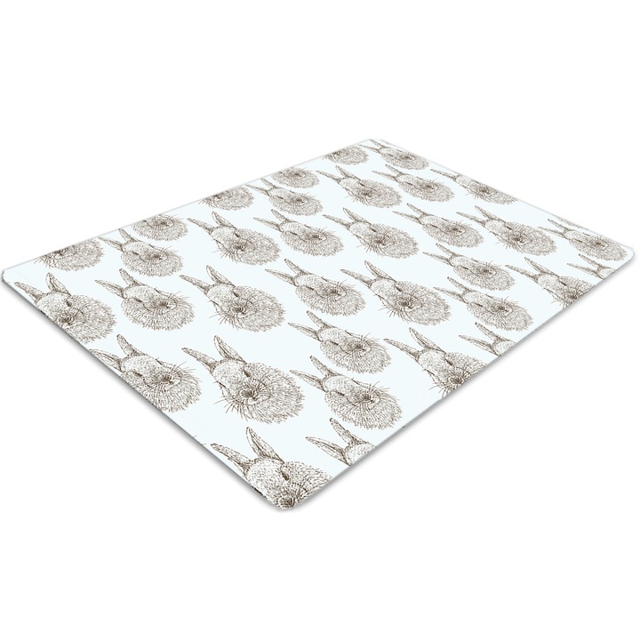 Covor pentru scaun de birou, PVC, iepuri schitati, Albastru, 140 cm x 100 cm, 010250310030100012656