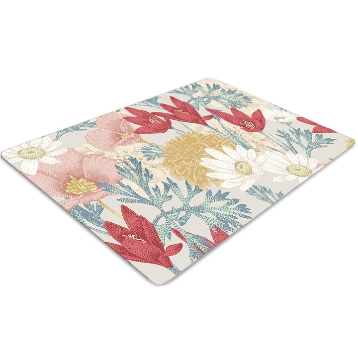 Covor pentru scaun de birou, PVC, flori de primavara, Roz, 140 cm x 100 cm, 010250310030100012681