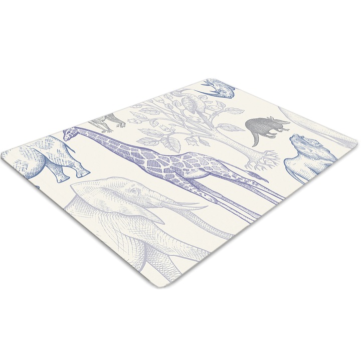 Covor pentru scaun de birou, PVC, animale din madagascar, Albastru, 140 cm x 100 cm, 010250310030100012678