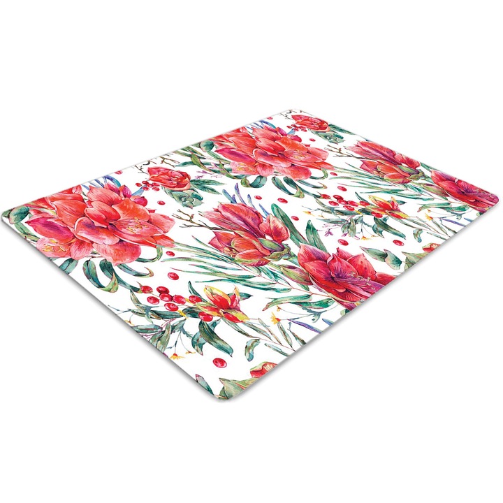 Covor pentru scaun de birou, PVC, plante rosii, Roz, 140 cm x 100 cm, 010250310030100030366