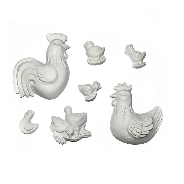 Set 7 figurine ipsos "Cocosul si gaina" 2-11 CM