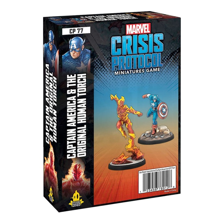Комплект фигурки Captain America & the Original Human Torch, Marvel Crisis Protocol, Atomic Mass Games, 2 миниатюри, 32 мм мащаб