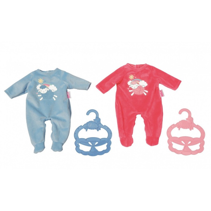 Set 4 piese haine papusi Baby Annabell, Zapf Creation, Textil, Roz/Albastru