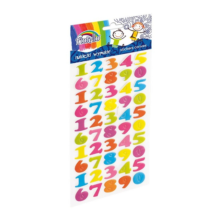 Abtibilduri - cifre 25x20mm buretat diverse culori set 50 buc Fiorello GR-NP140 / 170-2456