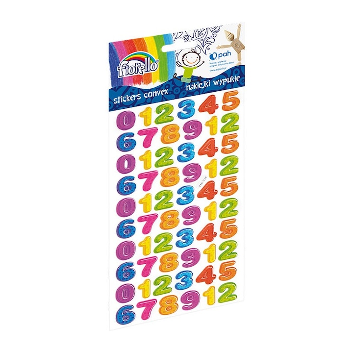 Комплект стикери за гъби Fiorello GR-NP138, 60 цифри различни цветове, Ø18мм