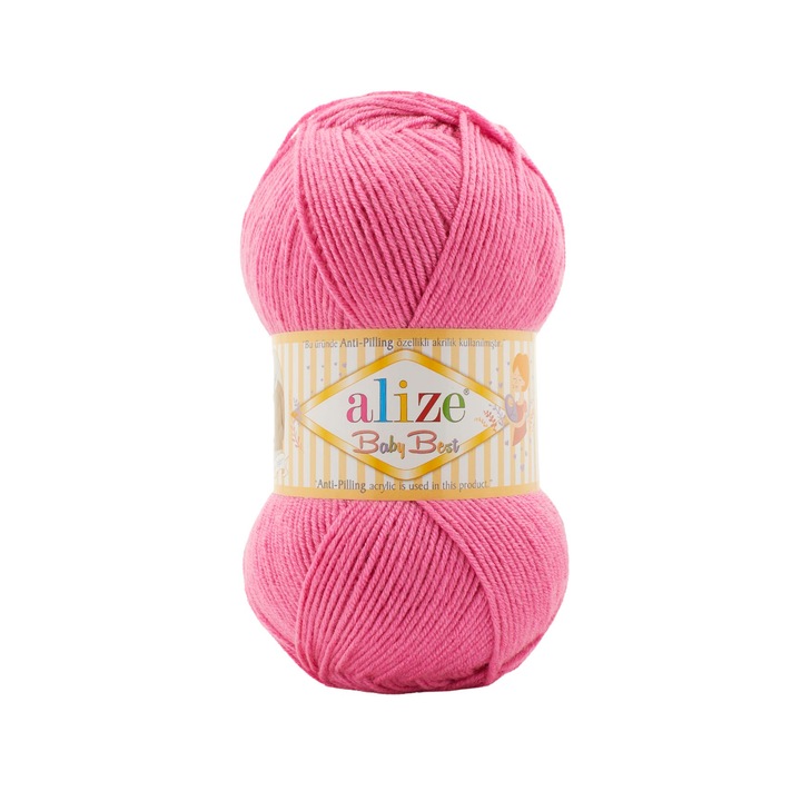 Textil fonal, Alize Baby Best 157, horgoláshoz és kötéshez, akril, rózsaszín, 240 m
