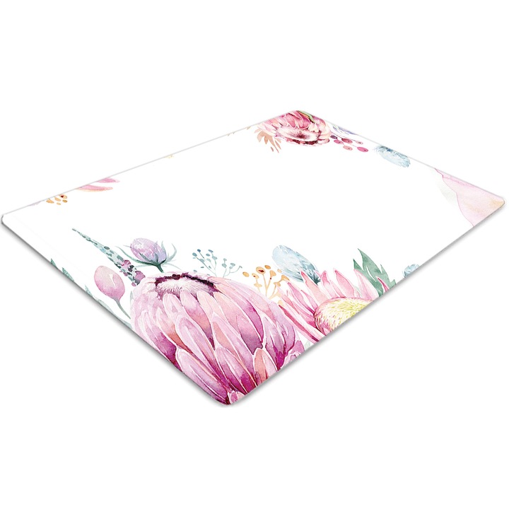 Covor pentru scaun de birou, PVC, cadru floral, Albastru, 140 cm x 100 cm, 010250310030100030815