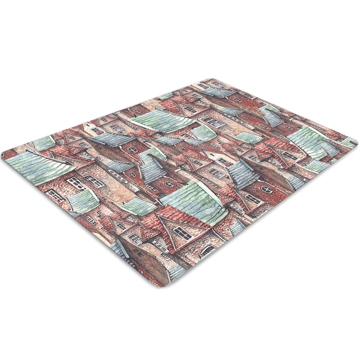 Covor pentru scaun de birou, PVC, oras vechi, Roz, 140 cm x 100 cm, 010250310030100030752