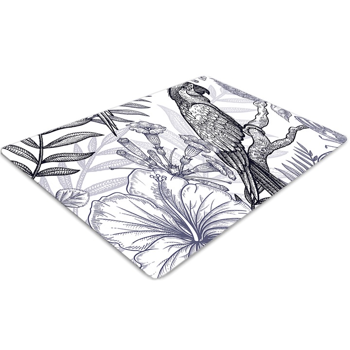 Covor pentru scaun de birou, PVC, papagal schitat, Albastru, 140 cm x 100 cm, 010250310030100012679